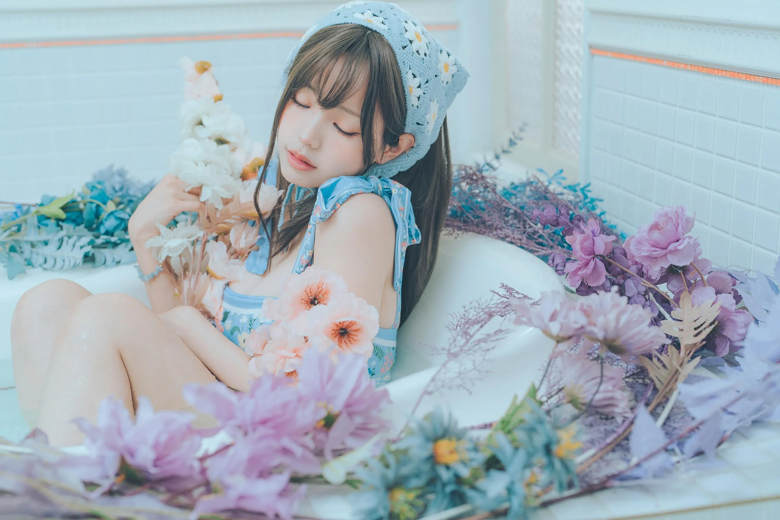ElyEE子 – NO.122 2023.august D-復古水藍花 Vintage Aqua Blossom [39P]插图8